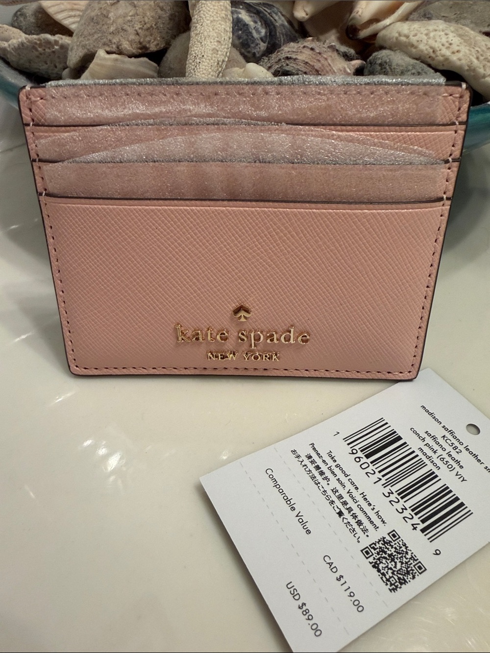 kate spade Blush Pink Saffiano Leather Card Holder